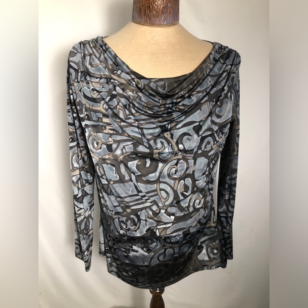 Womens Grey Black Stretchy Blouse. Size Medium. - Picture 1 of 5